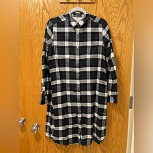 Black and White Plaid Shirt Dress from Muji